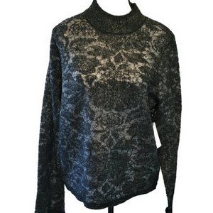 NWT by Anthropologie black wool blend burnout lace sweater - sz L